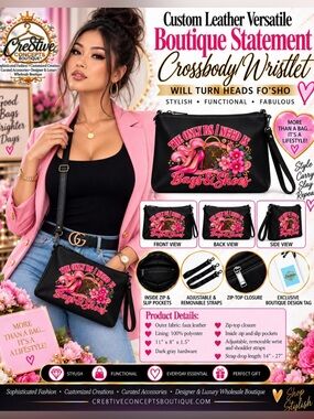 Cre8tive Concepts Boutique® Custom Graphic Leather Crossbody & Wristlet Bag